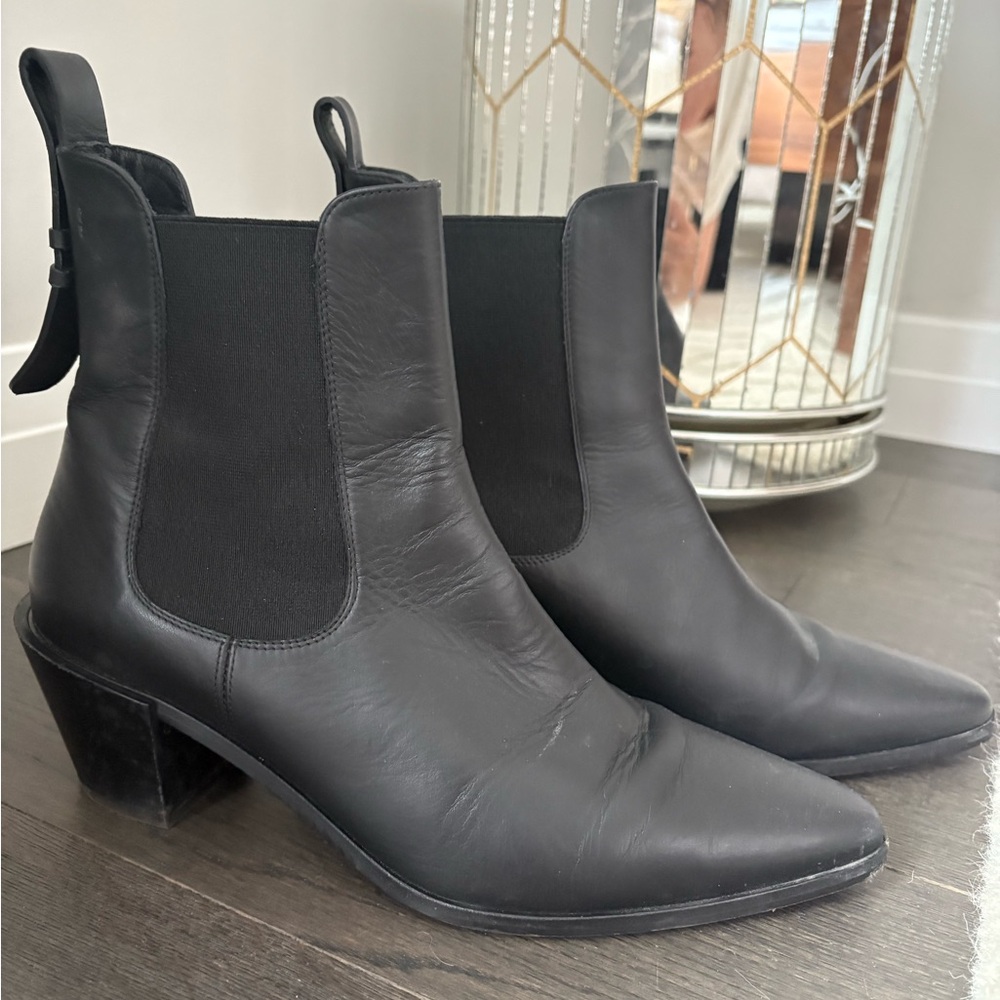 Frame Lexington Denim Black Heeled Boots